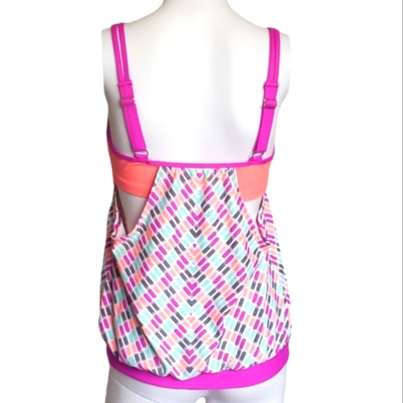 Next Sexy Printed Layered-Style Rosy Tankini Swimwear Top Only Women's Sz 34 B/C - Picture 5 of 10